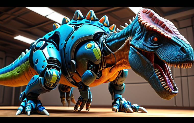 **
Prompt: "DinoCore Ultra D-Buster, highly detailed, vibrant colors, dynamic pose, dinosaur combination, intricate robot design, action scene, digital art, trending on Artstation."
**