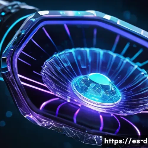 Home 32 다이노코어 크리스탈 파워의 비밀 - A close-up, highly detailed image of a glowing Dinocore crystal with a complex molecular structure v...