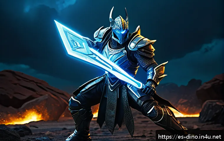 다이노코어 새로운 악당 캐릭터 예상 - A towering villain with a fusion of prehistoric and futuristic elements stands imposingly in a dynam...